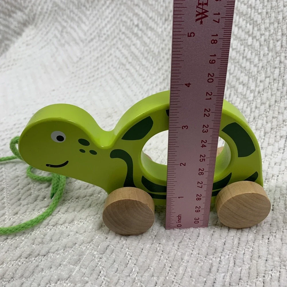 Hape Walk Along-Pull Along Wooden Turtle Toy‎ Rare HTF